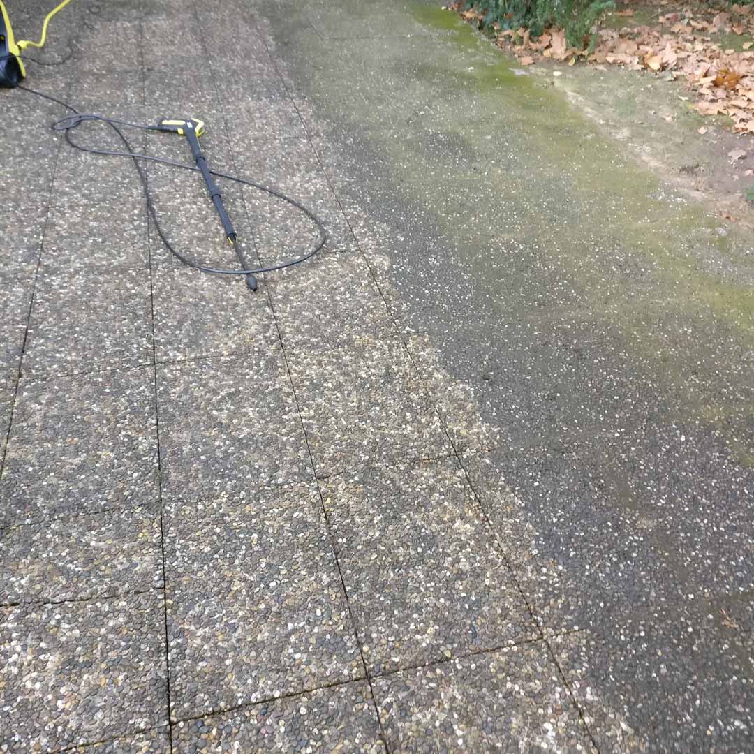 Décrassage dallage avant-après près de Sélestat