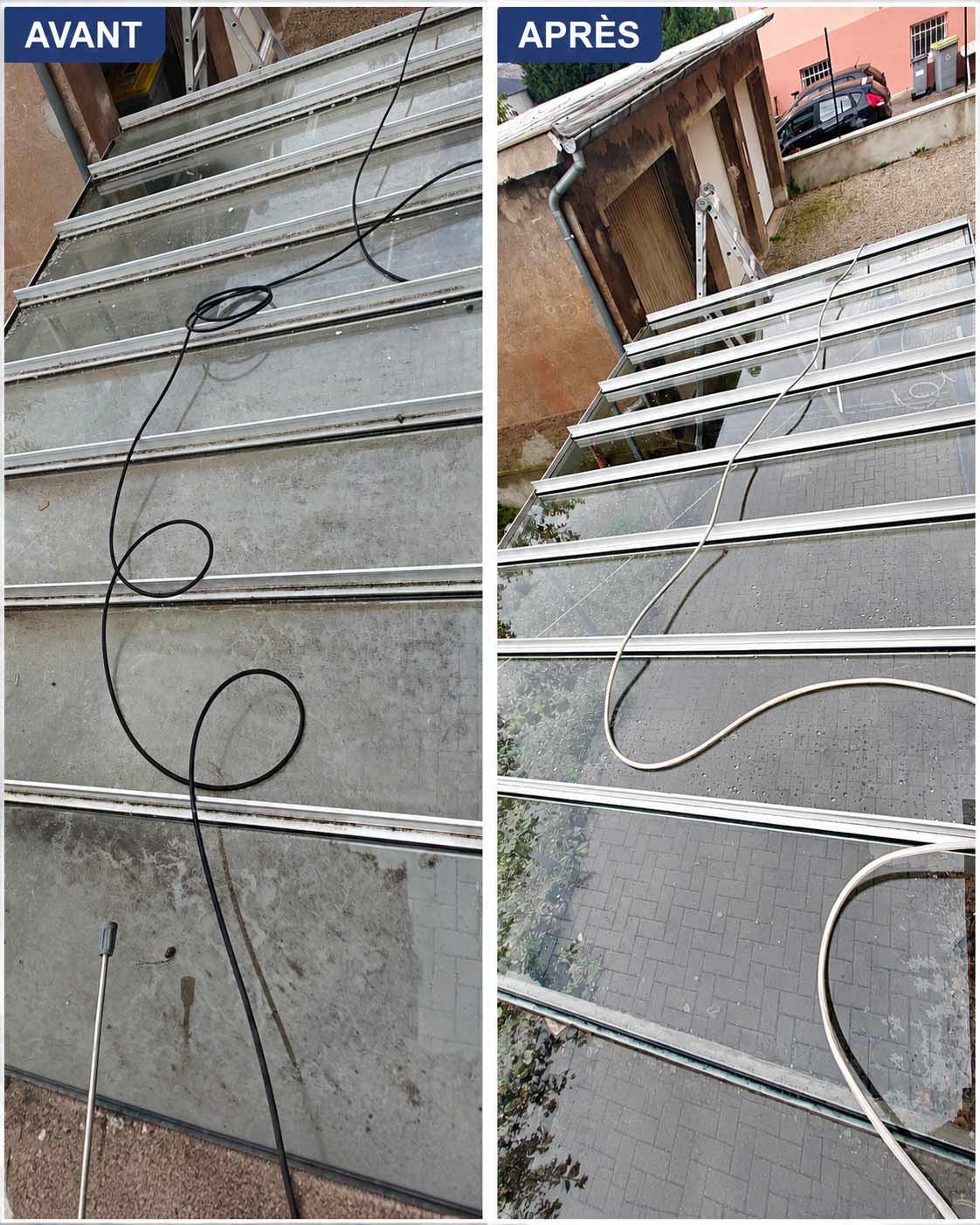 Décrassage de surface vitrée avant-après près de Sélestat